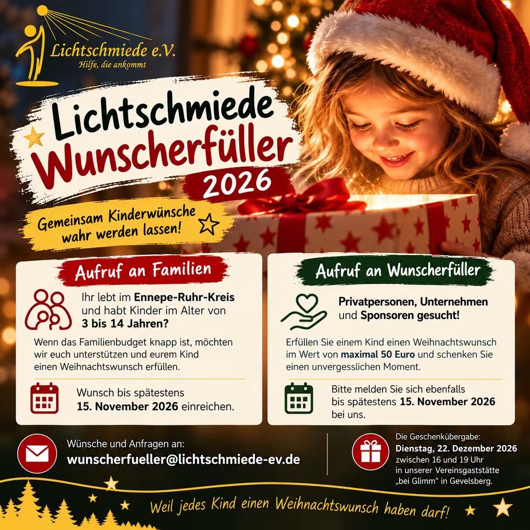 Lichtschmiede Wunscherfüller 2026 – Weihnachtswunschaktion für Kinder im Ennepe-Ruhr-Kreis