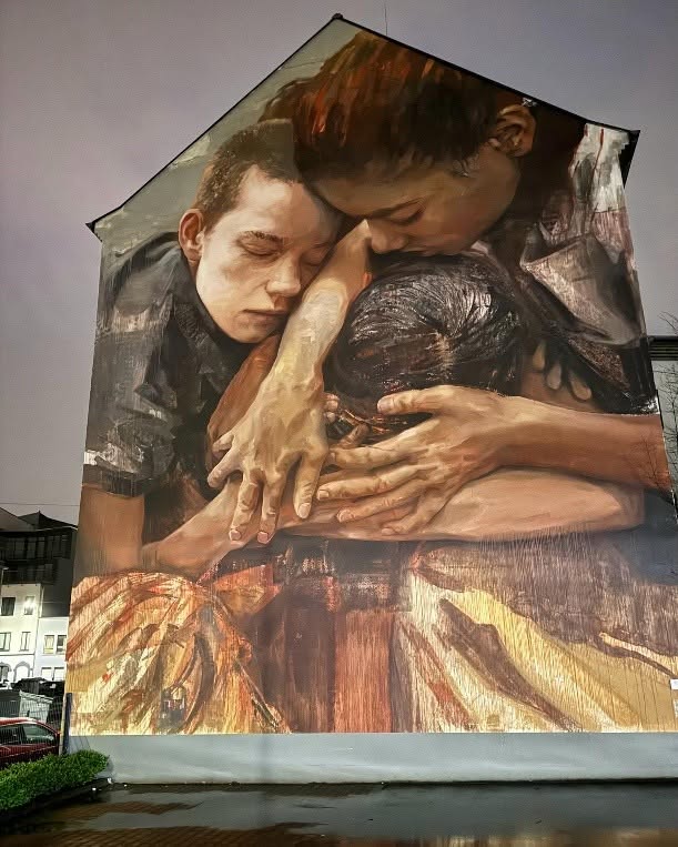 Street-Art Bild Tröstende Kinder